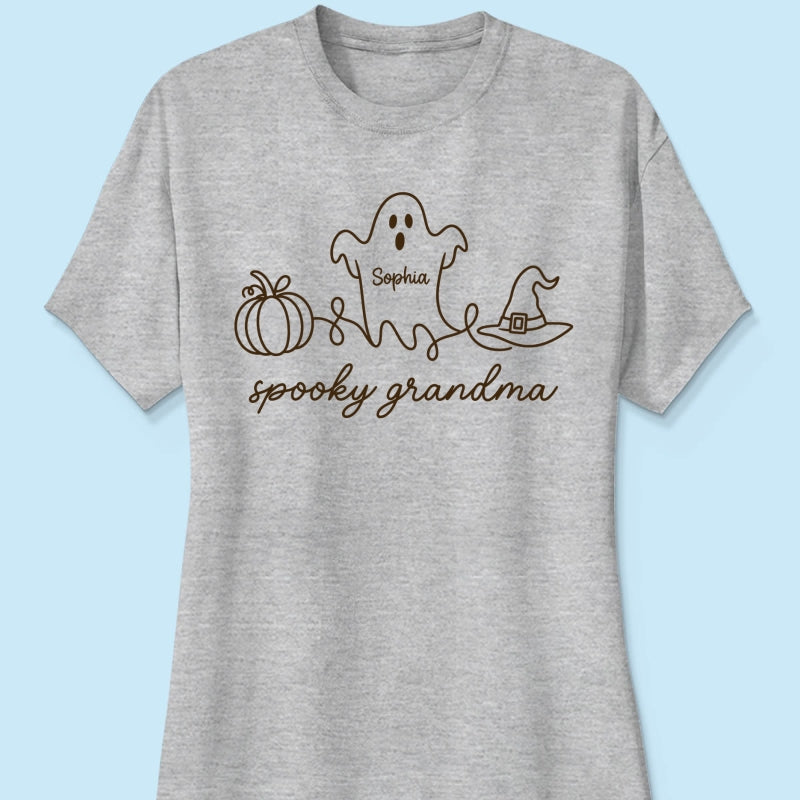 Spooky Grandma Ghost Grandkids Names - Personalized Shirt - Halloween Gift For Grandma