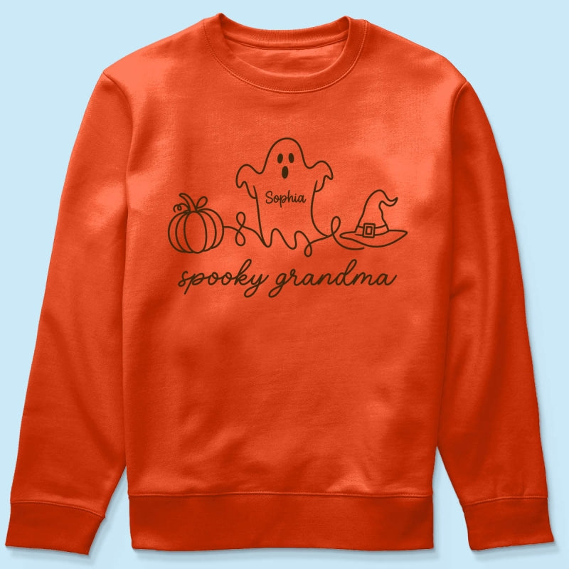 Spooky Grandma Ghost Grandkids Names - Personalized Shirt - Halloween Gift For Grandma