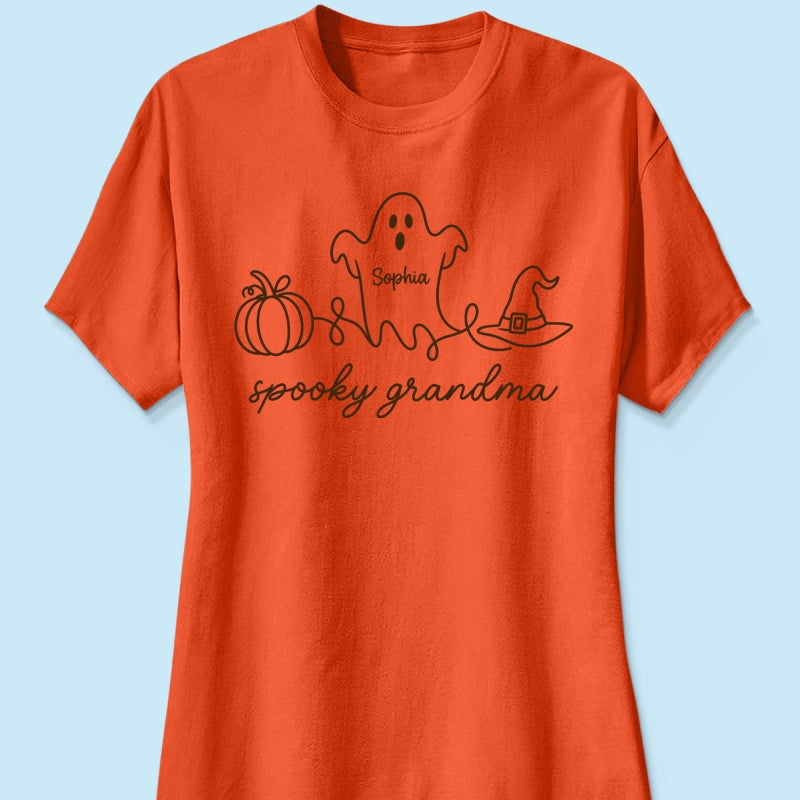 Spooky Grandma Ghost Grandkids Names - Personalized Shirt - Halloween Gift For Grandma