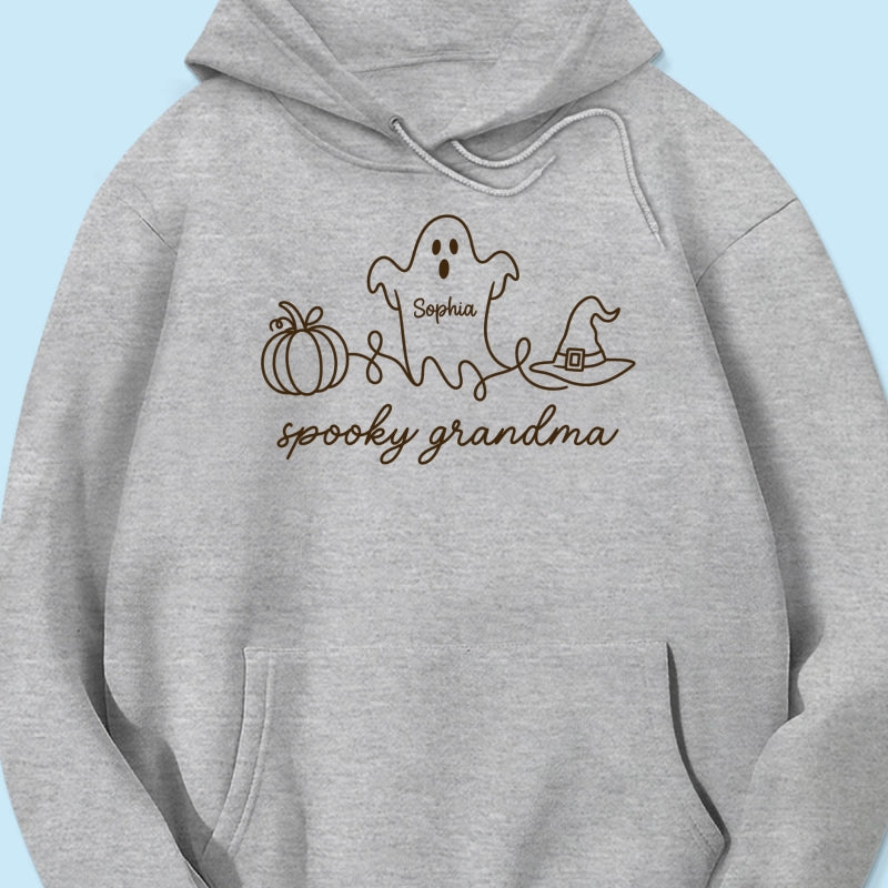 Spooky Grandma Ghost Grandkids Names - Personalized Shirt - Halloween Gift For Grandma