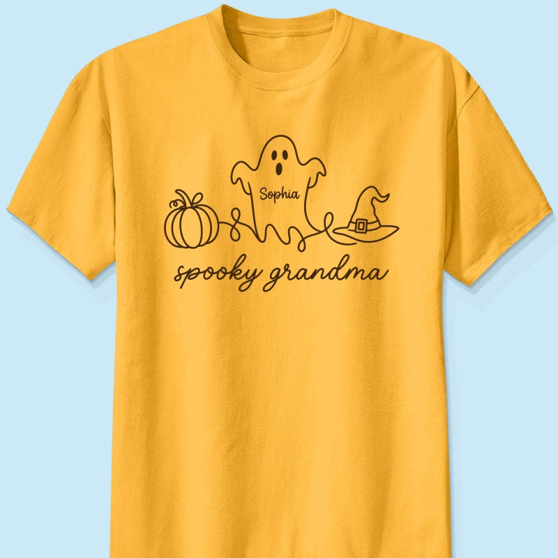 Spooky Grandma Ghost Grandkids Names - Personalized Shirt - Halloween Gift For Grandma