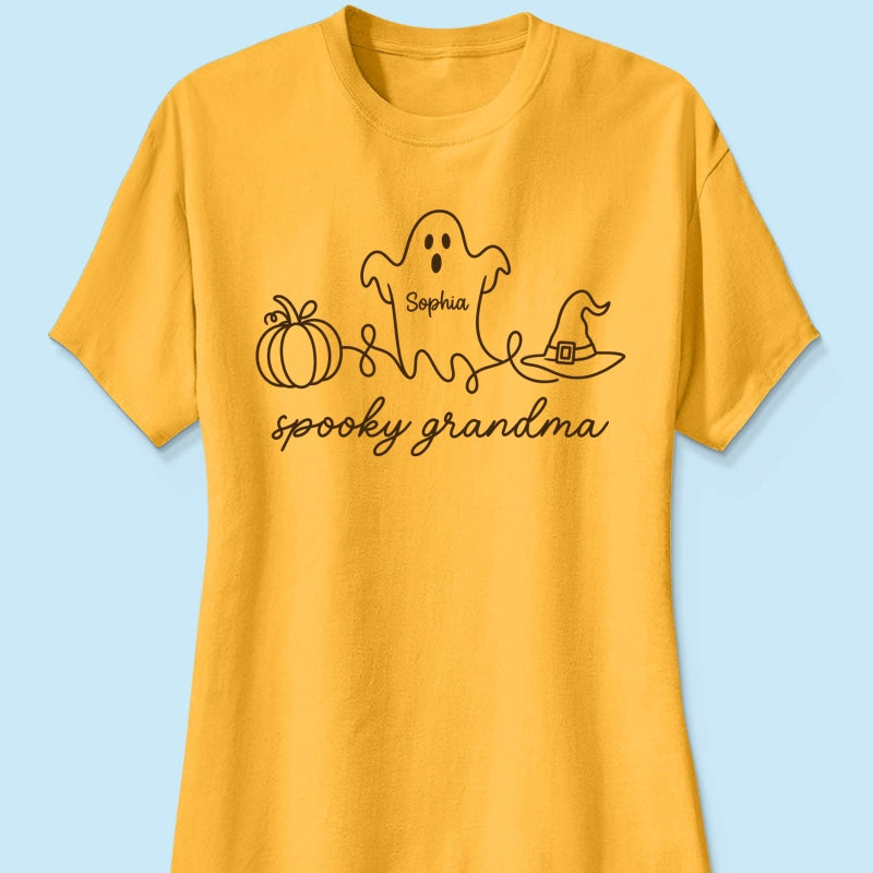 Spooky Grandma Ghost Grandkids Names - Personalized Shirt - Halloween Gift For Grandma