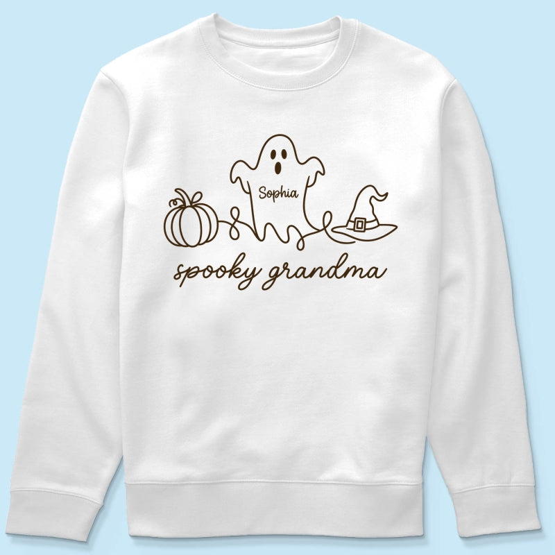 Spooky Grandma Ghost Grandkids Names - Personalized Shirt - Halloween Gift For Grandma