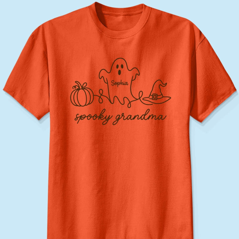 Spooky Grandma Ghost Grandkids Names - Personalized Shirt - Halloween Gift For Grandma