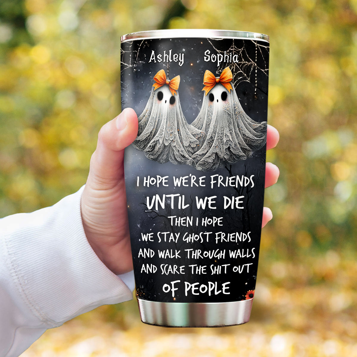 Ghoulmates Besties Personalized Tumbler, Halloween Gift for Best Friends