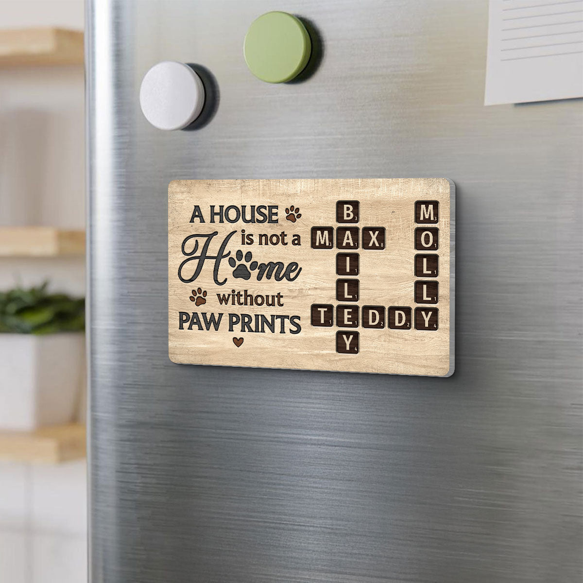 Pet Lover Home Decor Home With Paw Prints Crossword Puzzle Art Personalized Acrylic Fridge Magnet