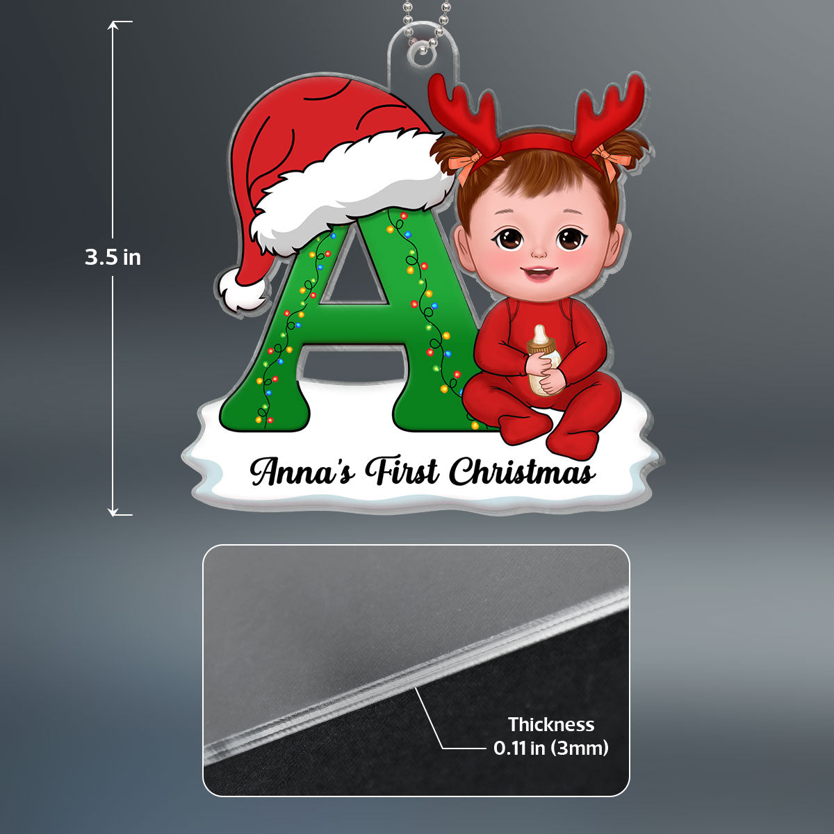 Baby Name First Christmas Personalized Acrylic Ornament