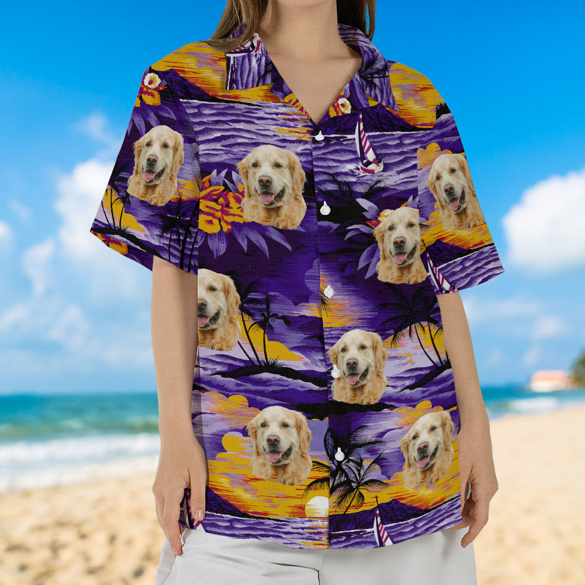 Tropical Pattern Custom Dog Cat Face Personalized Hawaiian Shirt