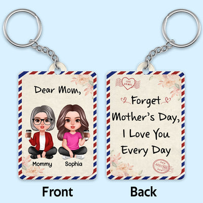 Dear Mom Forget Mother‘s Day Realistic Doll Mom And Daughters Sons Envelope Pattern Personalized Acrylic Keychain