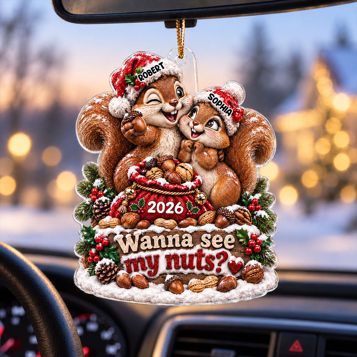 Wanna See My Nuts Funny Couple Christmas - Personalized Acrylic Ornament - Funny Christmas Gift For Him, For Her, For Couple, Adult Humor Keepsake