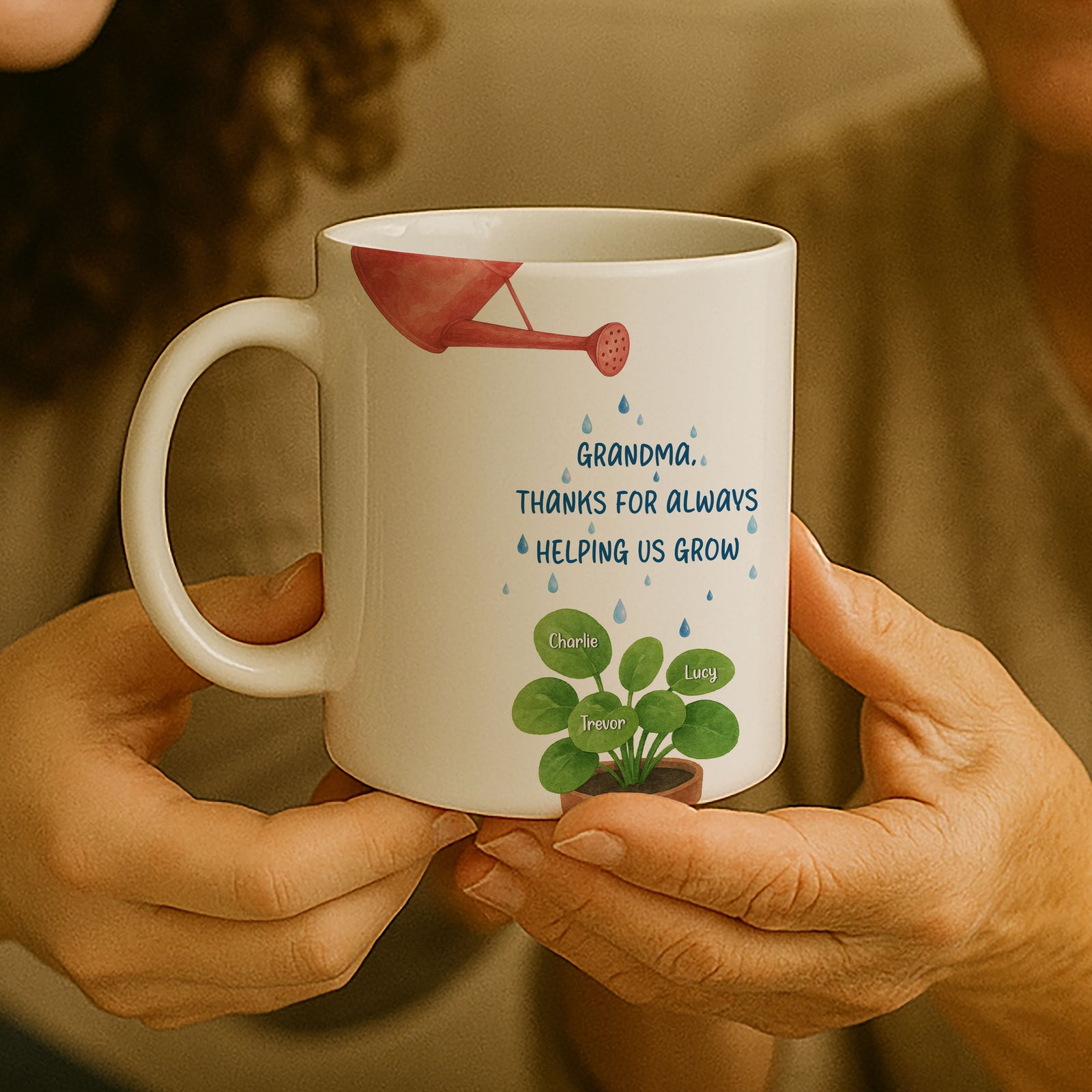 Thanks For Helping Me Grow Nurturing Personalized Mug, Heartfelt 2025 Gift For Mom, For Grandma
