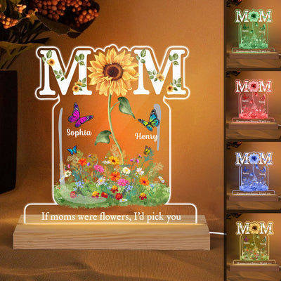 Mom Is Sunflower Flower Vase Personalized Custom Shape Led Night Light