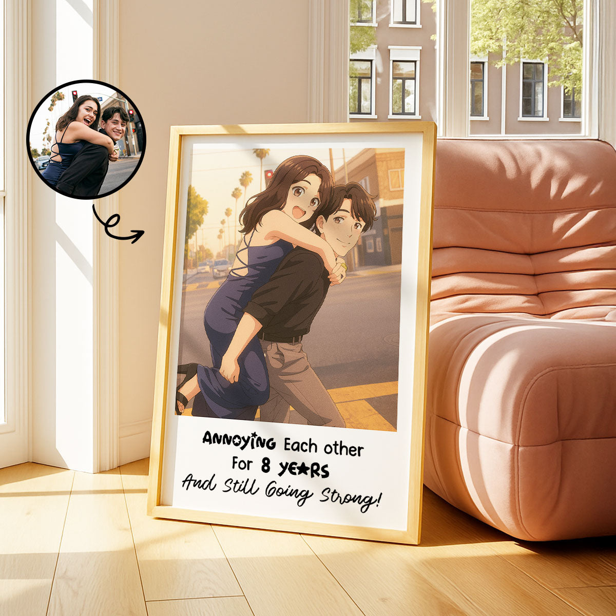 Custom Couple Art Print Personalized Photo Upload Poster, Gift for Couples, Best Friends, Family