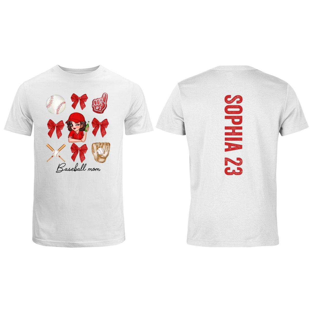 Baseball Mom Coquette Personalized Shirt, Baseball Girlfriend Sister Tee