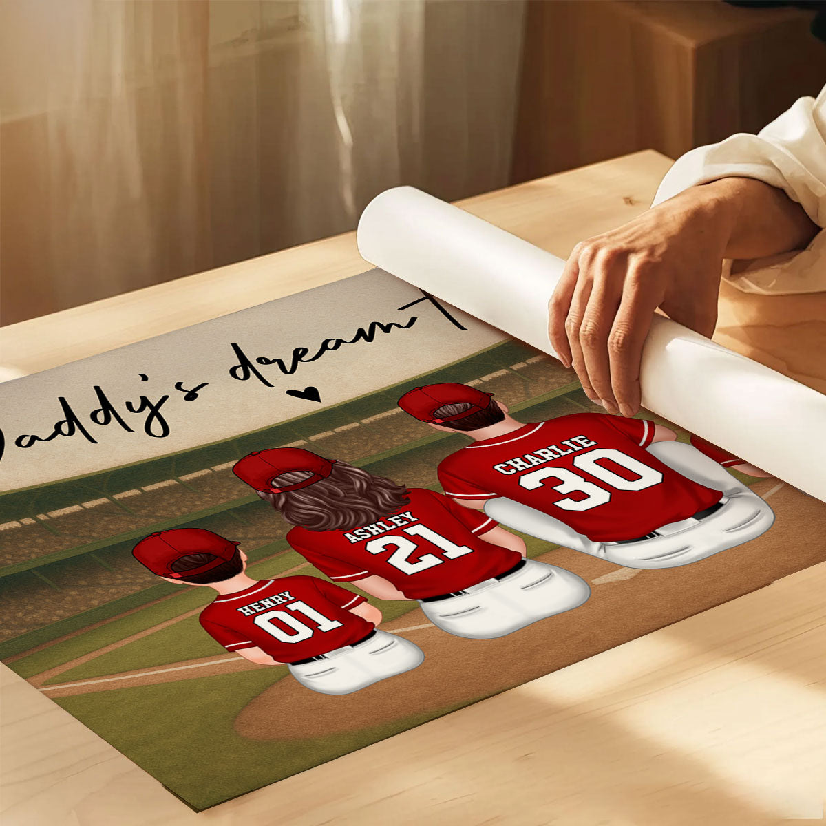 Retro Vintage Baseball Family Daddy's Dream Team Personalized Poster| Heartfelt Father's Day Gift For Dad, Husband