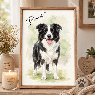 Custom Dog Cat Watercolor Portrait from Photo - Personalized Poster - Christmas Gift for Dog Lovers, Memorial Gift