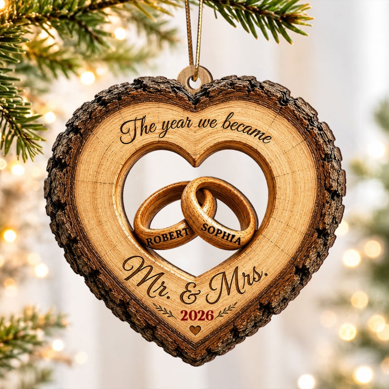 Together Forever Couple Anniversary 2D Flat - Personalized Wooden Ornament - Heartfelt Gift for Her, for Him