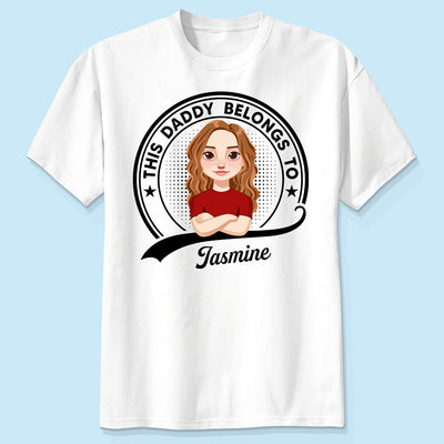 This Daddy Belongs To Retro Circle Personalized Shirt