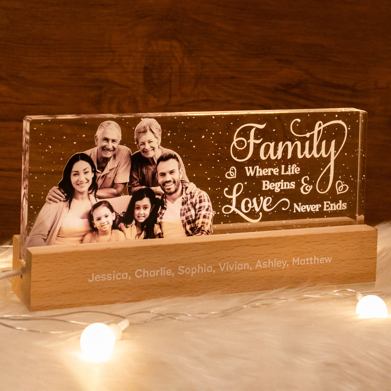 Father's Day Delight -  Monochrome Memories in Full Flight - Custom LED Night Light
