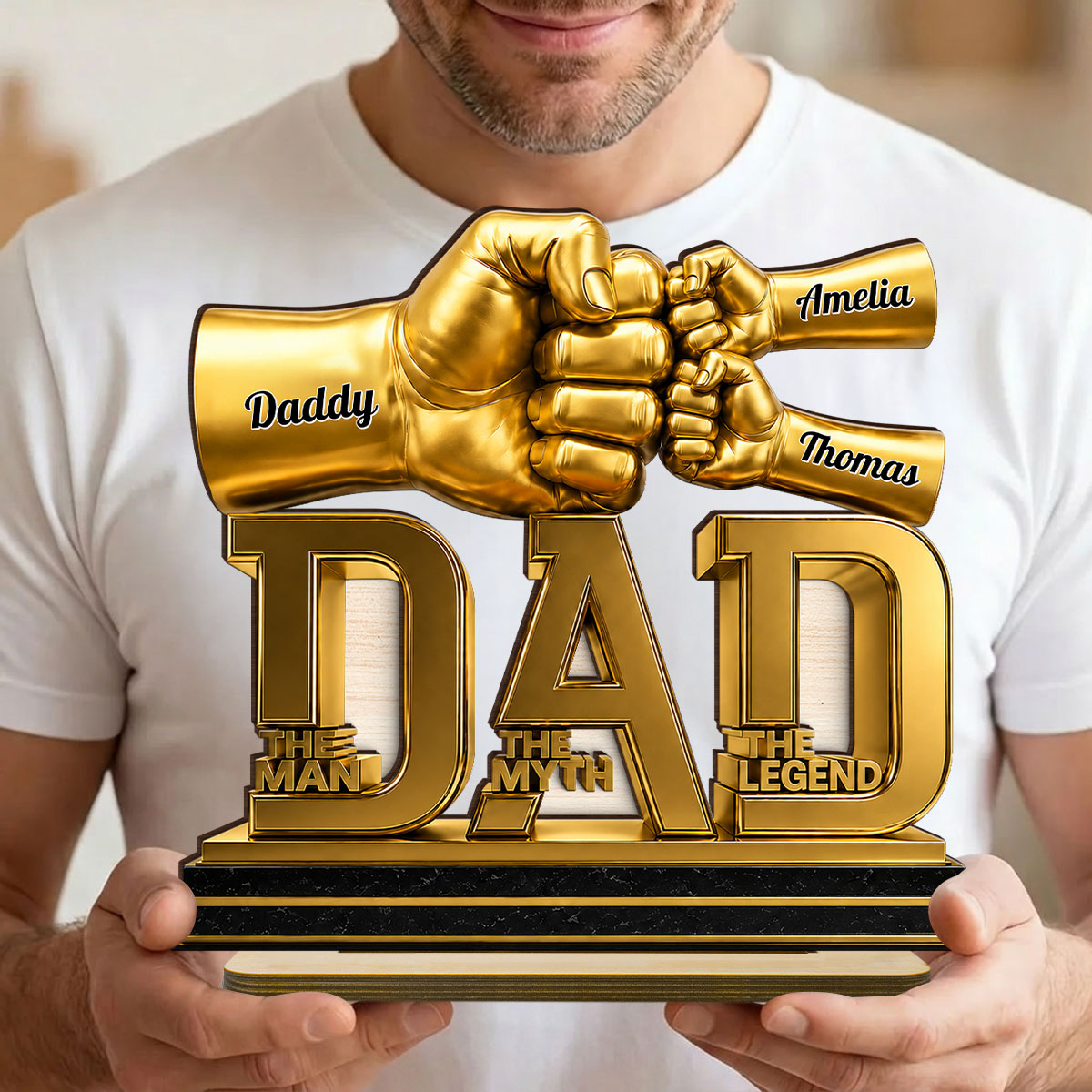 Dad The Man The Myth The Legend - Personalized 2-Layered Wooden Plaque - Father's Day Gift for Dad, Husband