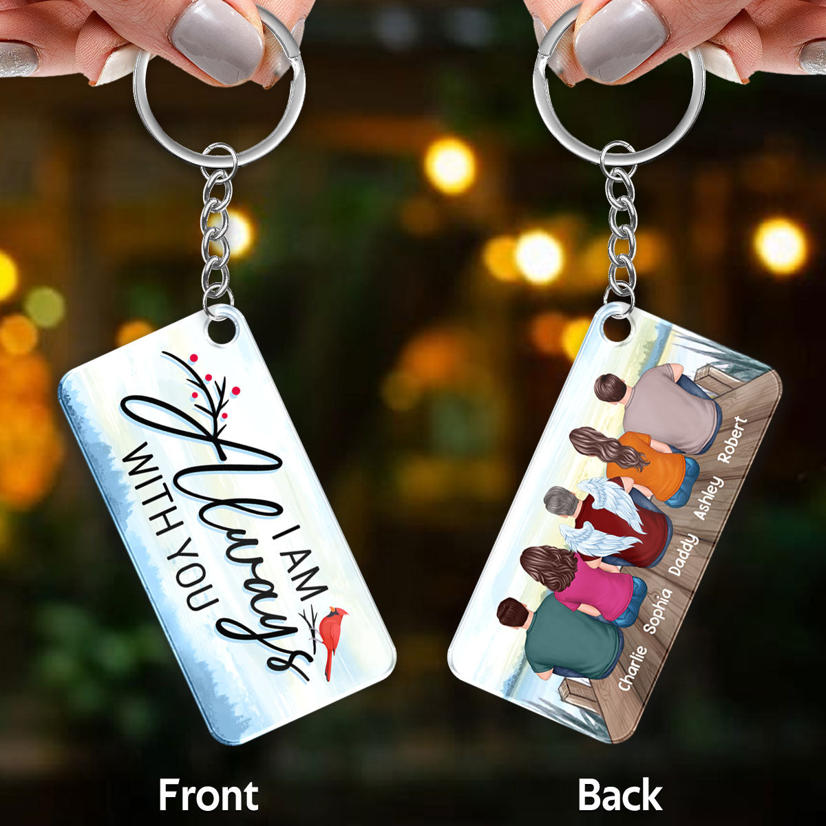 Lake Landscape Always With You Whole Family Memorial Remembrance Gift Personalized Acrylic Keychain