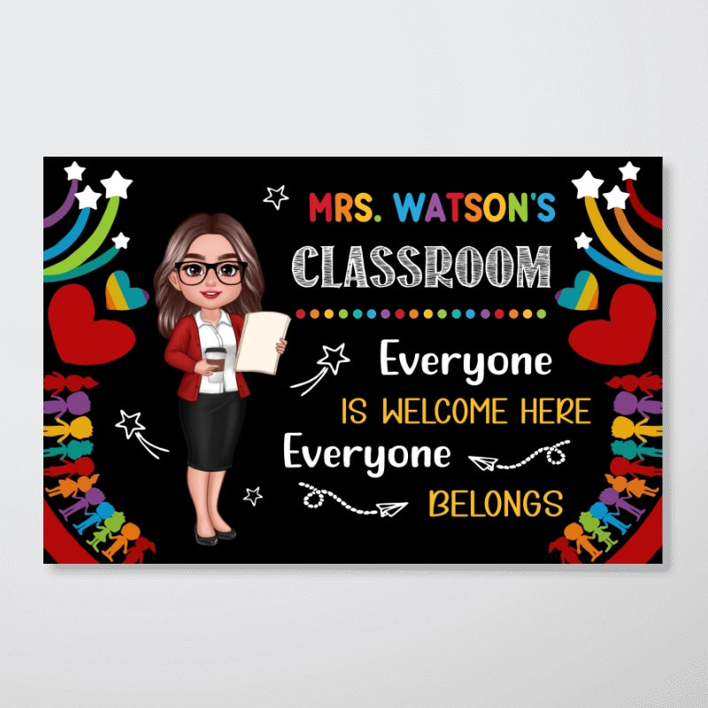 Teacher Classroom Everyone is Welcomed Here Personalized Poster, Back to School Gift for Teacher