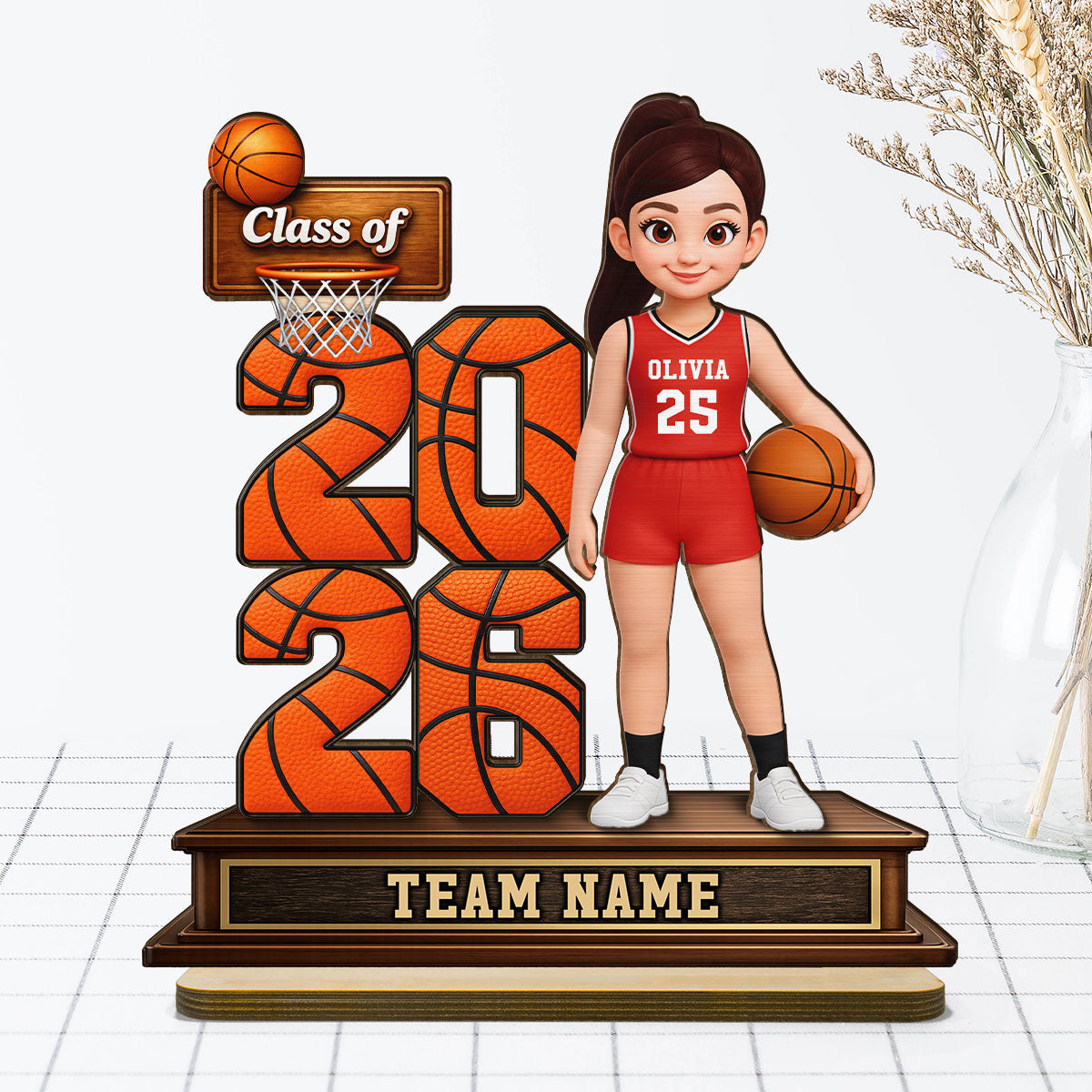 Basketball Senior Class Of 2026 2027 - Personalized 2-Layered Wooden Plaque - Graduation Gift For Son, Daughter