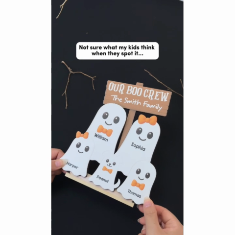Halloween Boo Family - Personalized 2-Layered Wooden Plaque