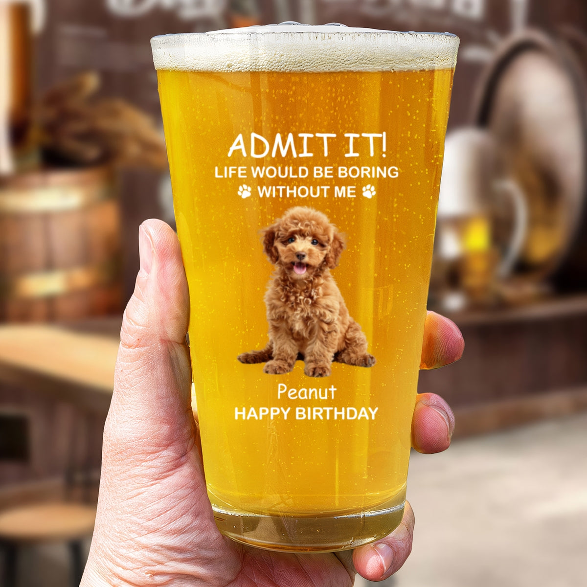Life Would Be Boring Without Me Dog Cat Personalized Beer Glass, Unique Father's Day Gift, Birthday Gift For Dog Cat Dad