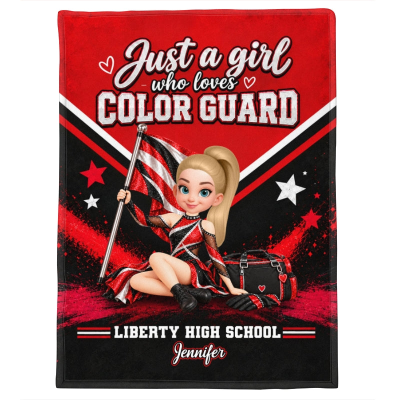 Just a Girl Who Loves Color Guard - Personalized Fleece Blanket - Christmas Gift for Daughter, Granddaughter, Niece