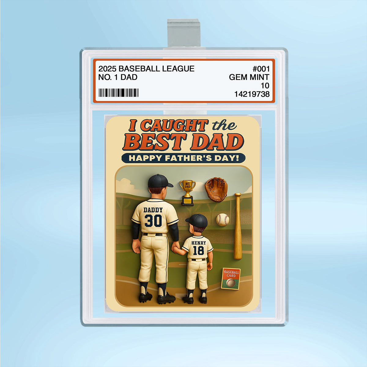 We Caught the Best Dad Trading Card Personalized Acrylic Car Visor Clip, Father's Day Gift for Baseball Dad