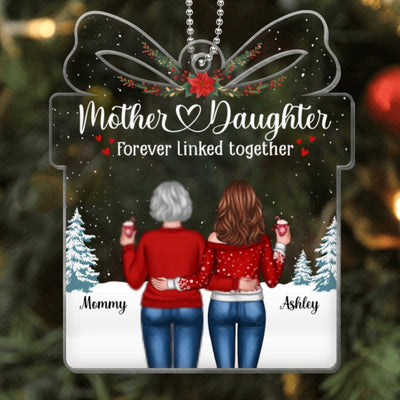 Like Mother Like Daughters In Snow Back View Personalized Acrylic Ornament