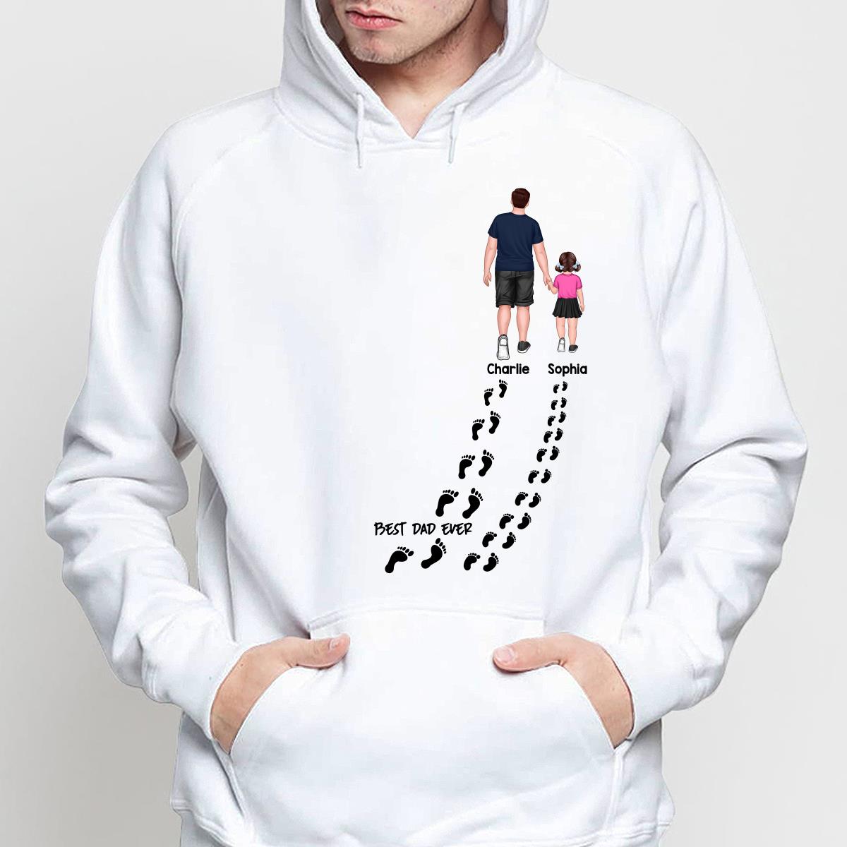 Back View Dad And Son Daughter Kids Walking Best Dad Ever Personalized Shirt