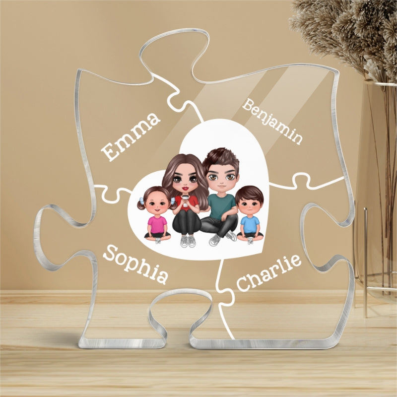 Together We Make A Family Puzzle Heart Personalized Acrylic Puzzle Plaque