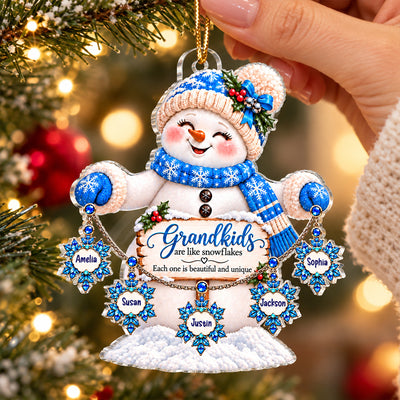 Grandkids Are Snowflakes Grandma Snowman 2D Flat - Personalized Acrylic Ornament - Christmas gift for Grandma