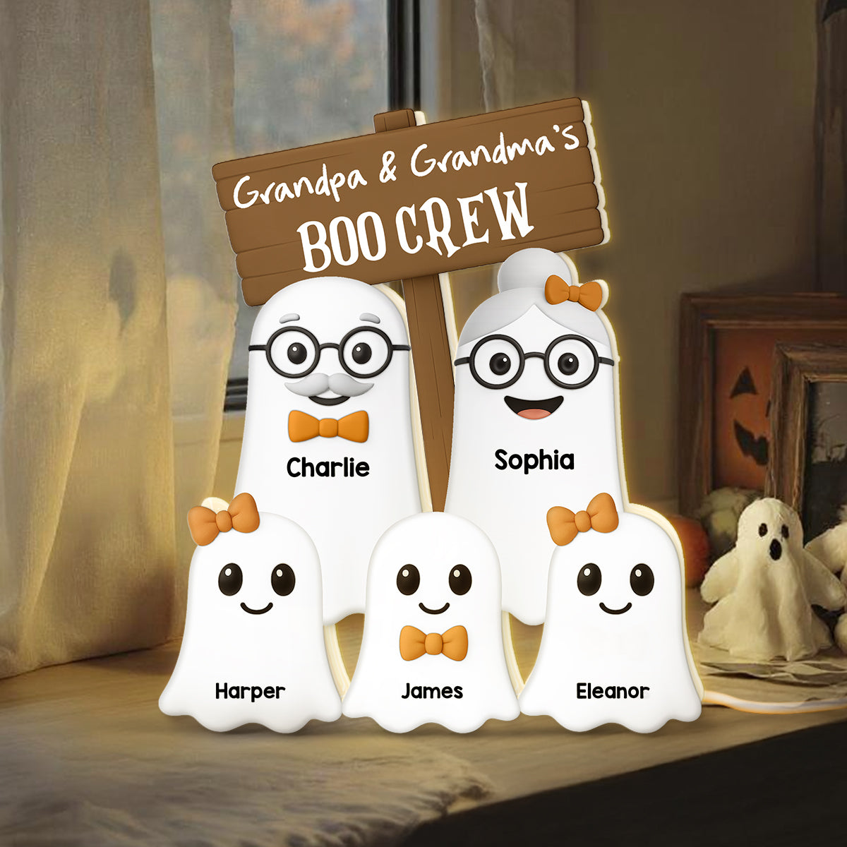 Halloween Grandma Grandpa Grandkids Boo Crew Personalized LED Light Box