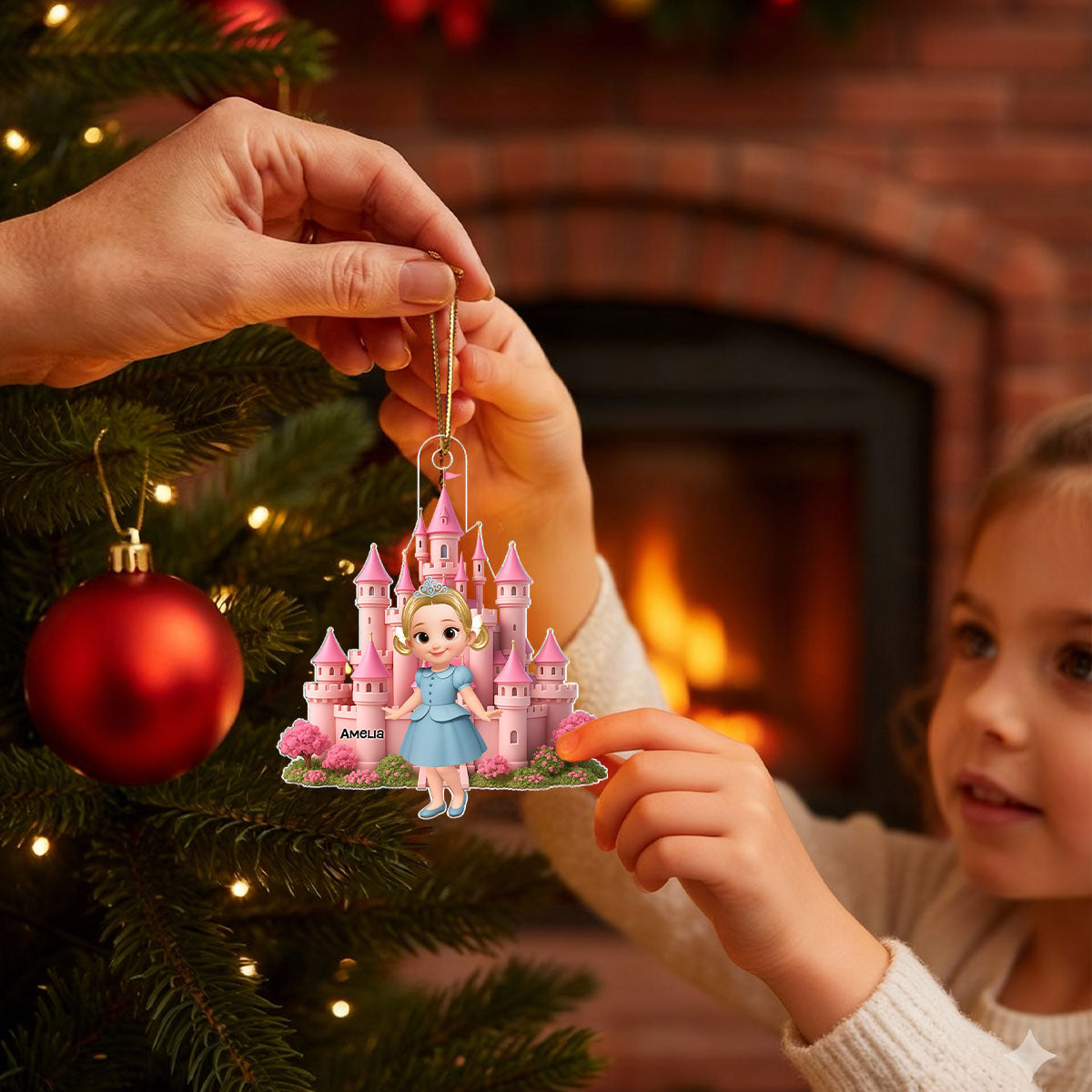 3D Effect Little Princess Castle Personalized Acrylic Ornament