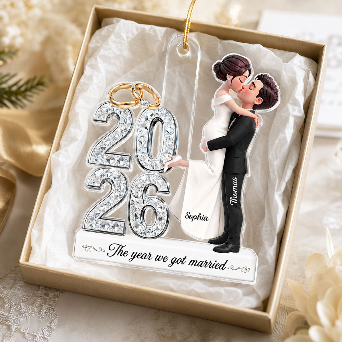 The Year We Got Married 2D Flat - Personalized Acrylic Ornament - Christmas Keepsake