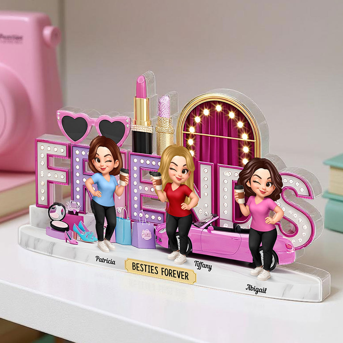 Besties Slaying Life Together 3D Effect Personalized Acrylic Block