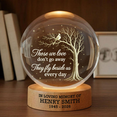 Those We Love Cardinal Tree Memorial - Personalized Crystal Ball - Memorial Gift, Sympathy Gift For Loss Of Loved One