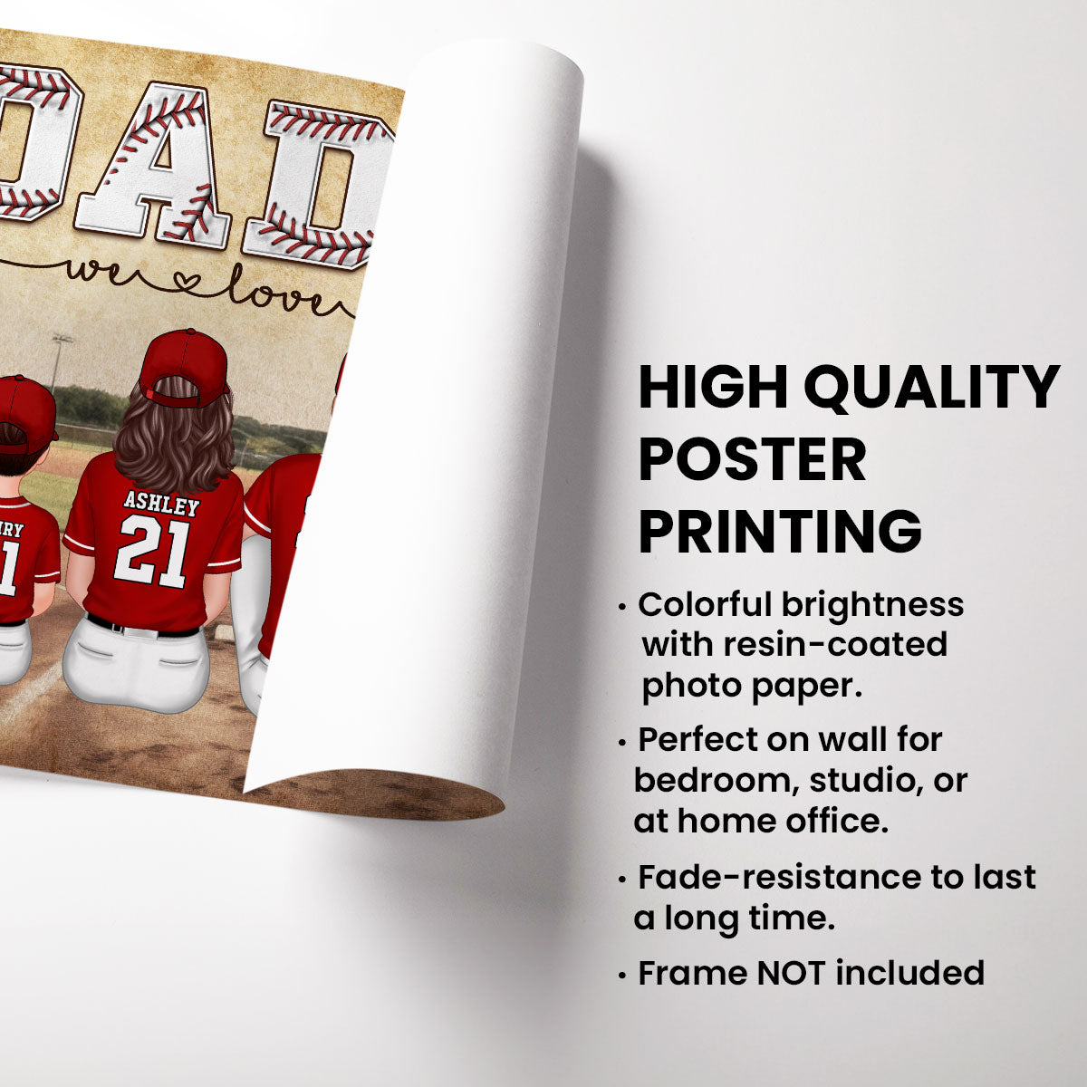 Retro Vintage Baseball Family Dad We Love You Personalized Poster, Gift For Dad