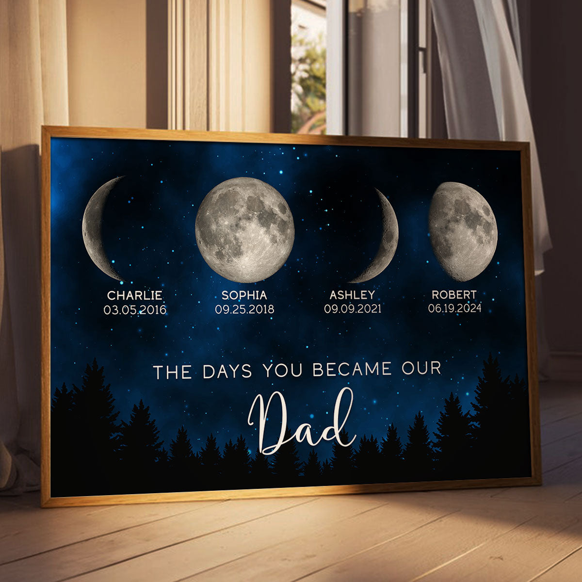 Galaxy Night Custom Birth Moon Phase The Days You Became Our Dad - Personalized Poster