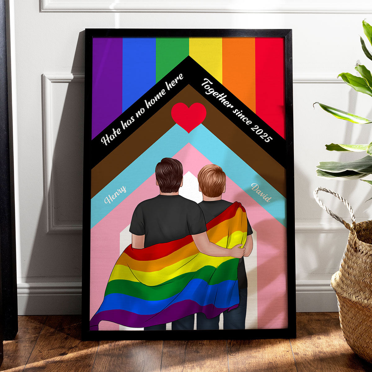 Hate Has No Home Here LGBT Couple Decor Personalized Poster
