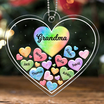 Grandma Mom Hearts In Heart Personalized Acrylic Ornament
