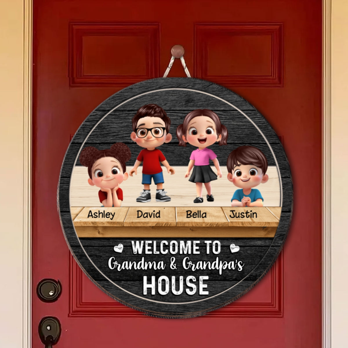 Welcome to Grandma & Grandpa's House Personalized Wooden Door Sign, Fall Decor for Grandparents