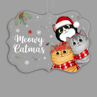 Meowy Catmas Cute Peeking Cat Christmas Personalized Acrylic Ornament