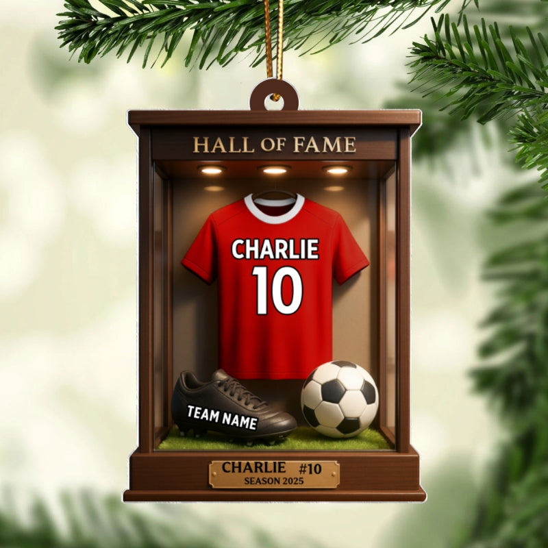 Soccer Jersey Hall of Fame - Personalized Acrylic Ornament - Christmas Gift for Sons, Grandsons, Boyfriends