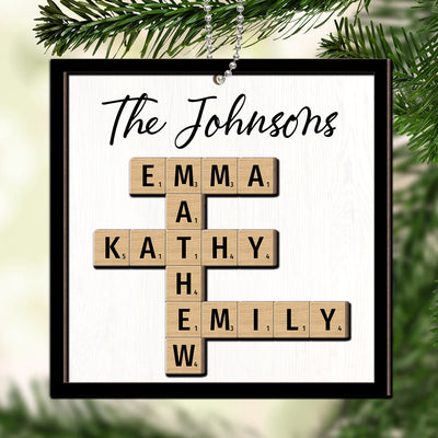 The Family Puzzle Crossword Art Christmas Decor Personalized 2-Layer Wooden Ornament