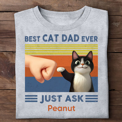 Best Cat Dad Cute Cartoon Funny Cats Personalized Shirt, Gift for Cat Dads