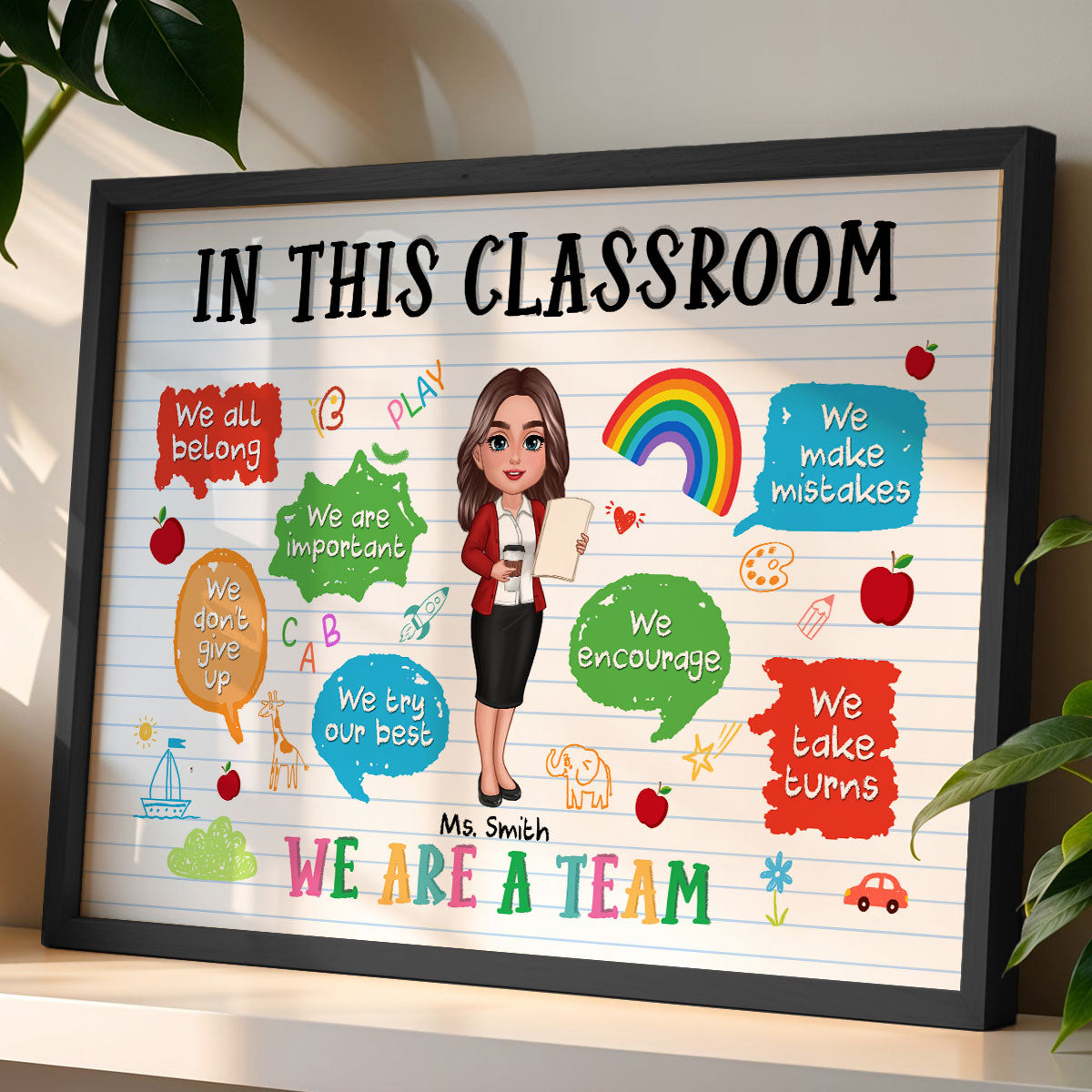 Teacher In This Classroom We're A Team Personalized Poster, Back To School Gift, Gift For Teacher